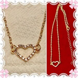 Necklace - 1/2” crystal heart on 16-18” gold tone chain - New! BOGO offer ⬇️